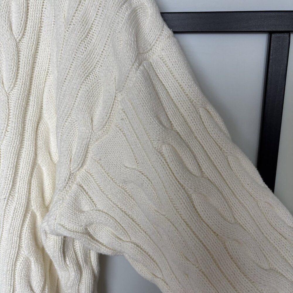 ABERCROMBIE & FITCH Cable knit Oversized Varsity Prep Sweater Women’s XL Tennis - Picture 10 of 13